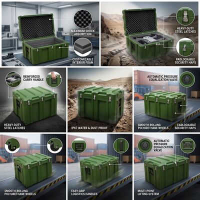IP67 Αδιάβροχο Rotomolded Tool Box EPDM Σφραγισμένο Πίεσμα LLDPE Φορητό Αποθήκευση Εξοπλισμού για Ναυτική Υπηρεσία Εξωτερικού Πεδίου