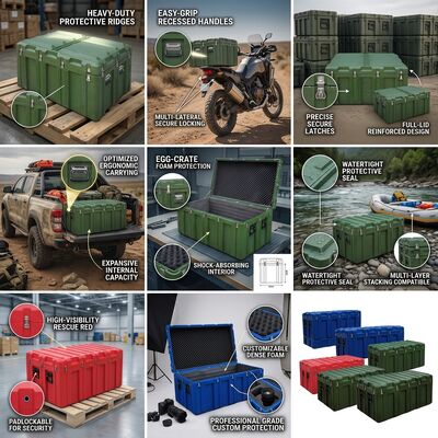 Φορητό Rotomolded Tool Box Handle-Loaded Handle LLDPE Mobile Equipment Carrier for Field Service Technician